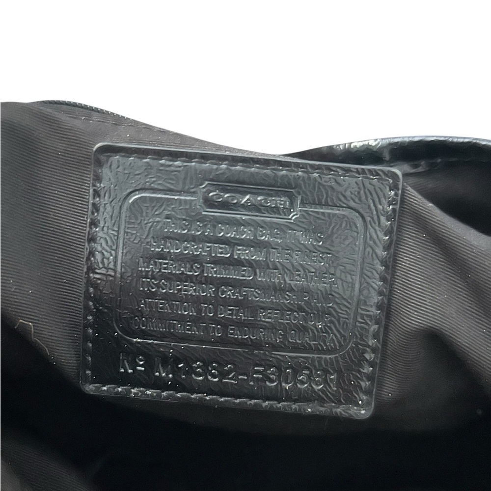 Coach Monogram Drawstring Removable Crossbody Shoulder Strap Bag Black and Gray - Picture 5 of 5